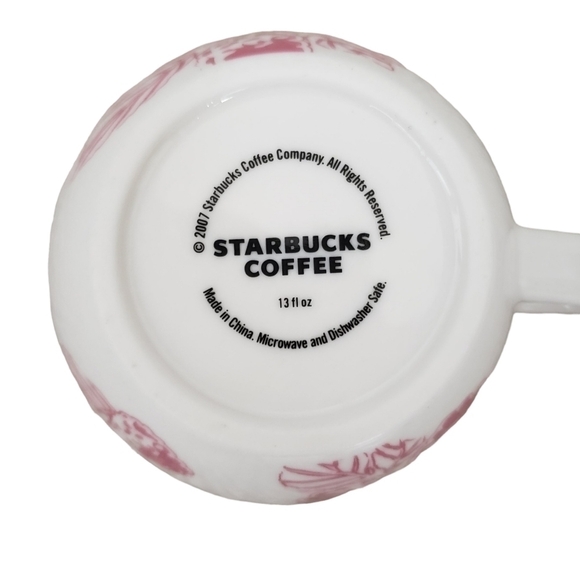 Vintage Starbucks 2007 Coffee Tea Cappuccino Mug White & Pink Raspberries - Picture 4 of 8